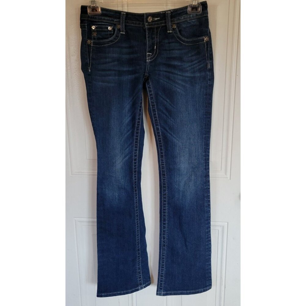 Miss Me Dark Boot Cut Jeans JP5429B sz 28 Flap Pocket Bling